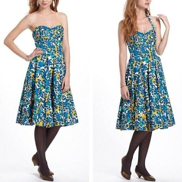 Girls from Savoy by Anthropologie Edith Halter Dress Retro Pinup Fit Flare Sz. 4 - Picture 1 of 17